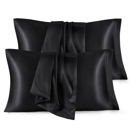 Bedsure Satin Pillowcase, Similar to Silk Pillow Cases Queen Size Set of 2, Cooling Pillow Case Covers with Envelope Closure, Room Decor Valentine Gifts for Women Men, Silver Grey, 20x30 Inches, 2pcs