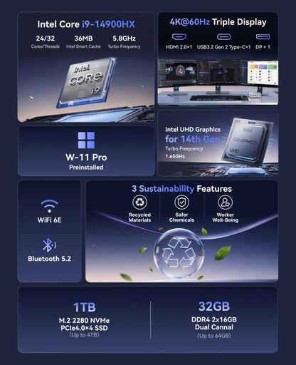 KAMRUI Pinova P2 Mini Gaming PC, Core i5-12600H(Beats 1185G7/12450H), 16GB DDR4 512GB SSD Mini PC, 12C/16T,4.5GHz, Triple 4K Display(DP+HDMI+USB-C)/WiFi6/BT5.2 Mini Computers for Home/Office/Business