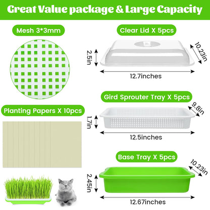 Legigo 8 Pack Seed Sprouter Trays with Lids- Soil-Free Cultivation Germination Tray, BPA Free Micro Greens Growing Trays Seed Sprouting Trays Kit with Germinating Paper for Wheatgrass, Beans and More