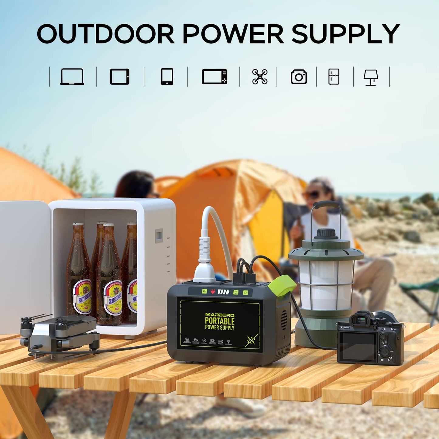 MARBERO 237Wh Solar Generator with Solar Panel Included Portable Power Station 300W Pure Sine Wave with Foldable Solar Panel 60W Set for Camping Outdoor Hiking Fishing Emergency