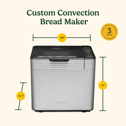 Cuisinart Bread Maker Machine, Stainless Steel Automatic Bread Machine with 12 Menu Options, 3 Loaf Sizes up to 2 Lb., 3 Crust Colors, Removable Nonstick Baking Pan & Kneading Paddle, CBK-110NAS