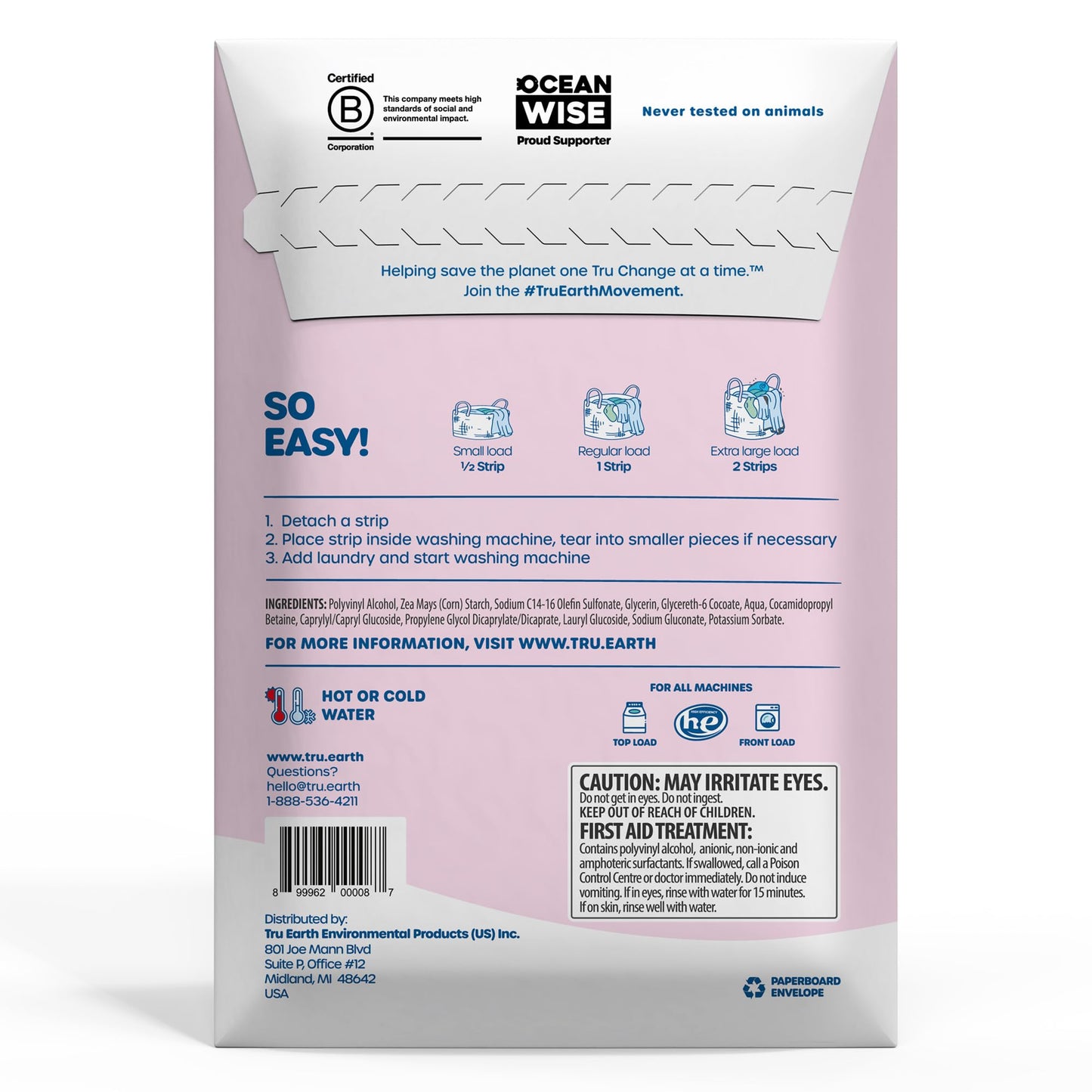 Tru Earth Compact Dry Laundry Detergent - Up to 128 Loads (64 Sheets) - Paraben-Free - Original Eco-Strip Liquidless Detergent, Travel - Fresh Linen | Packaging May Vary