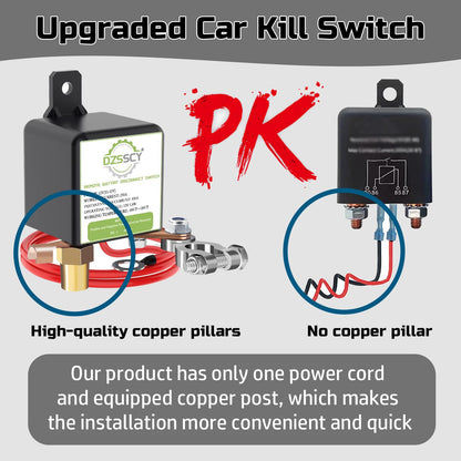 Remote Battery Disconnect Switch 12v, 250A, Upgrade Prevent Battery Drain, Disconnect Negative Car Kill Switch Anti-Theft, Remote Battery Kill Switch for Car, Truck, RV