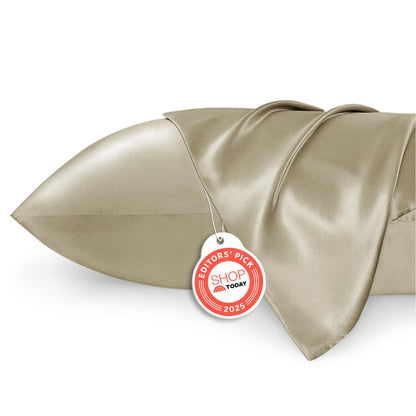 Bedsure Satin Pillowcase, Similar to Silk Pillow Cases Queen Size Set of 2, Cooling Pillow Case Covers with Envelope Closure, Room Decor Valentine Gifts for Women Men, Silver Grey, 20x30 Inches, 2pcs