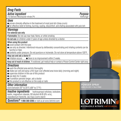 Lotrimin AF Jock Itch Antifungal Powder Spray, Miconazole Nitrate 2% - Treatment of Most Itch, 4.6 Ounces (133 Grams) Spray Can (Pack 3)