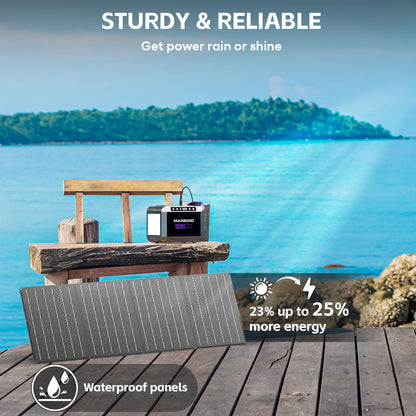 MARBERO 237Wh Solar Generator with Solar Panel Included Portable Power Station 300W Pure Sine Wave with Foldable Solar Panel 60W Set for Camping Outdoor Hiking Fishing Emergency