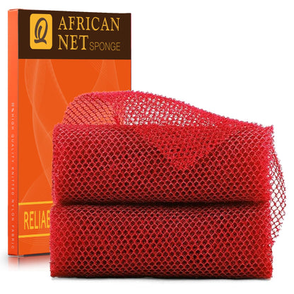 UJFQBH 3 Pieces African Bath Sponge African Net Long Net Bath Sponge Exfoliating Shower Body Scrubber Back Scrubber Skin Smoother,Great for Daily Use (Pink,Yellow,Purple)