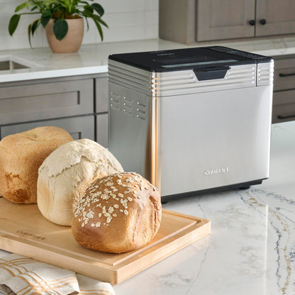 Cuisinart Bread Maker Machine, Stainless Steel Automatic Bread Machine with 12 Menu Options, 3 Loaf Sizes up to 2 Lb., 3 Crust Colors, Removable Nonstick Baking Pan & Kneading Paddle, CBK-110NAS