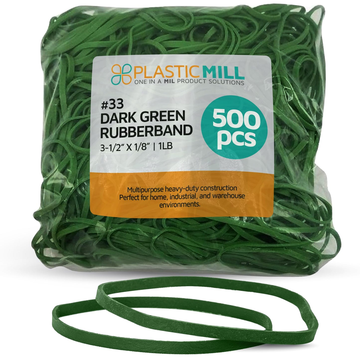 PlasticMill Rubber Bands - #33 Size - Red Rubberbands - 1LB/500 Count