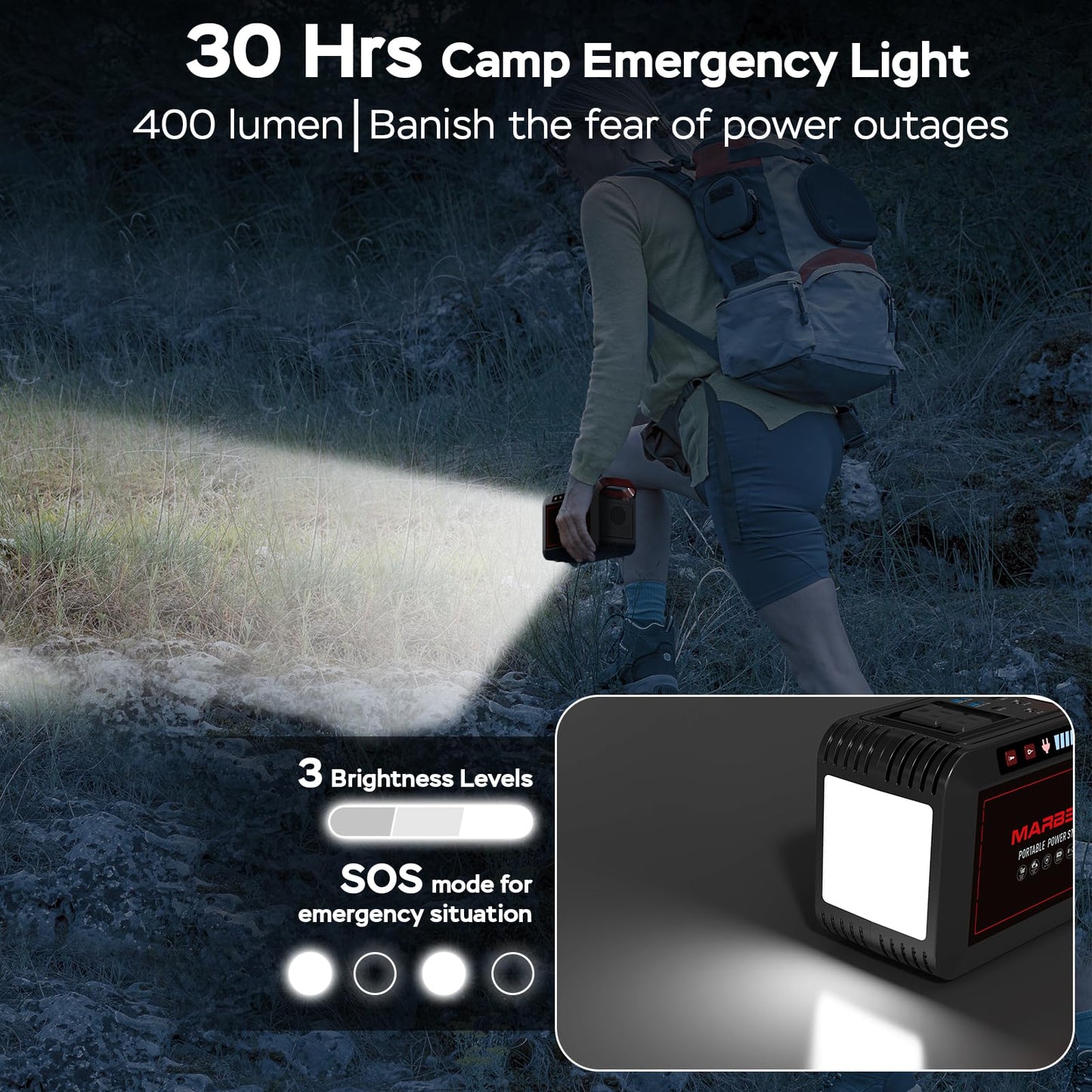 MARBERO 237Wh Solar Generator with Solar Panel Included Portable Power Station 300W Pure Sine Wave with Foldable Solar Panel 60W Set for Camping Outdoor Hiking Fishing Emergency