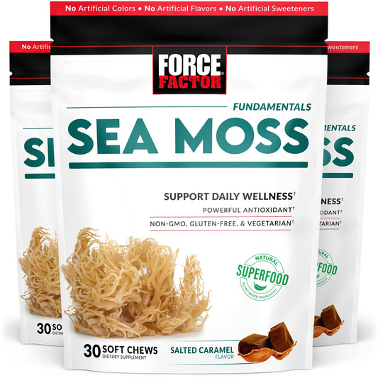 Force Factor Superior Sea Moss Gut Health + Skin Support, Support Gut Health & Healthy Skin, Hair & Nails, Boost Energy & Immune Health, with Biotin & LactoSpore Probiotics, S’Mores, 60 Soft Chews