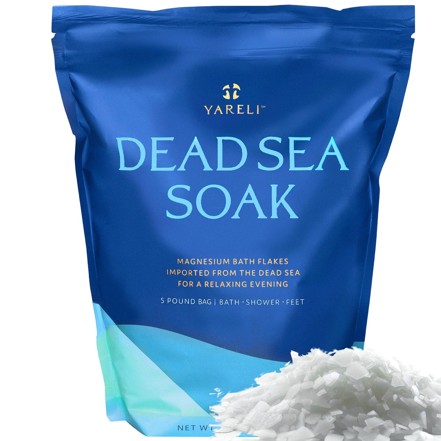 Dead Sea Bath & Foot Soak, Eucalyptus Magnesium Bath Salt Flakes, Alternative to Epsom Salt, 5lbs with Over 250,000mg of Elemental Magnesium Per Bag