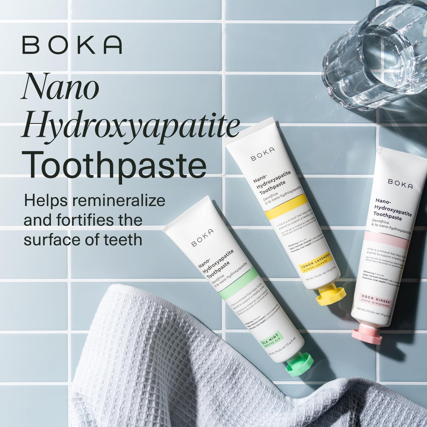 Boka Fluoride Free Toothpaste Nano Hydroxyapatite, Helps Remineralize, Appropriate for Sensitive Teeth, Whitening - for Adult, Kids Oral Care - Ela Mint Flavor, 4 Fl Oz 1Pk US Manufactured