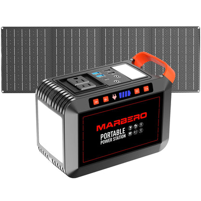 MARBERO 237Wh Solar Generator with Solar Panel Included Portable Power Station 300W Pure Sine Wave with Foldable Solar Panel 60W Set for Camping Outdoor Hiking Fishing Emergency