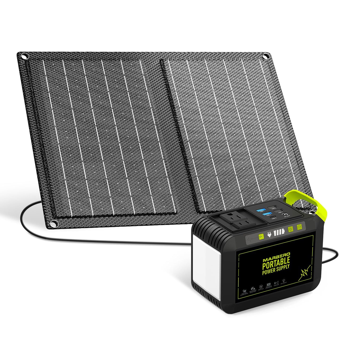 MARBERO 237Wh Solar Generator with Solar Panel Included Portable Power Station 300W Pure Sine Wave with Foldable Solar Panel 60W Set for Camping Outdoor Hiking Fishing Emergency