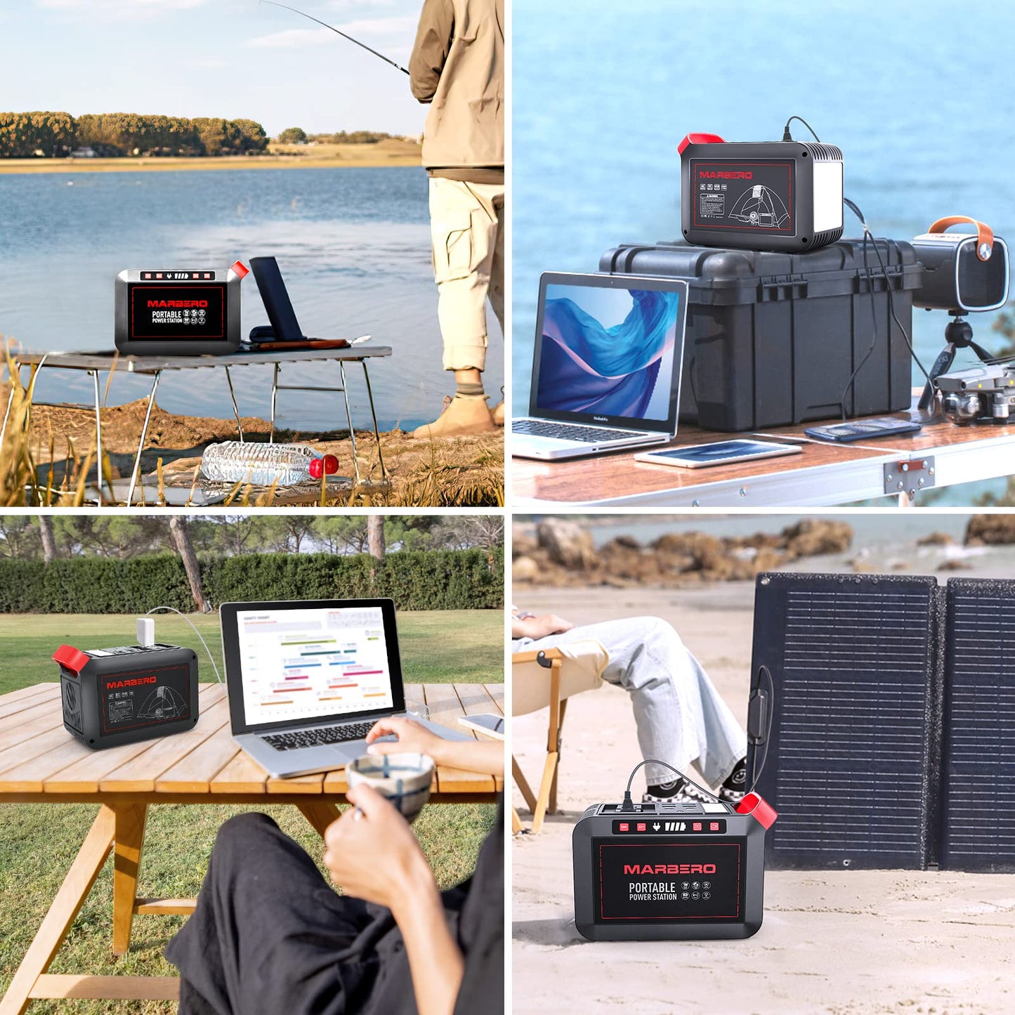 MARBERO 237Wh Solar Generator with Solar Panel Included Portable Power Station 300W Pure Sine Wave with Foldable Solar Panel 60W Set for Camping Outdoor Hiking Fishing Emergency