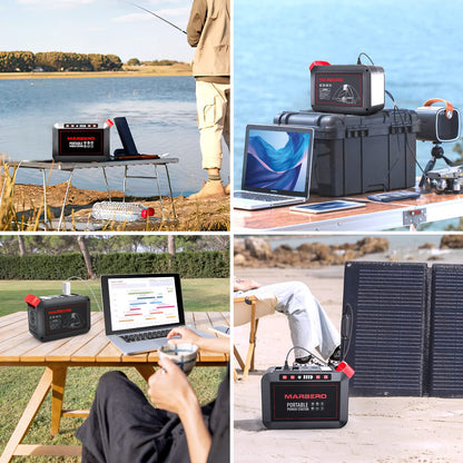 MARBERO 237Wh Solar Generator with Solar Panel Included Portable Power Station 300W Pure Sine Wave with Foldable Solar Panel 60W Set for Camping Outdoor Hiking Fishing Emergency