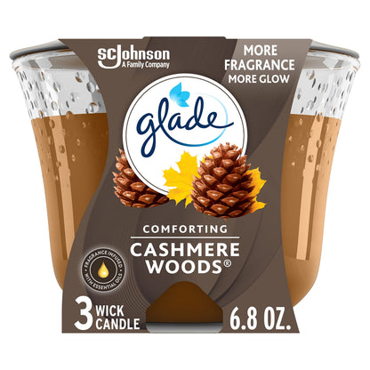 Glade Scented 3-Wick Candle Jar, Coastal Sunshine Citrus, Fragrance Infused with Essential Oils, 6.8 oz