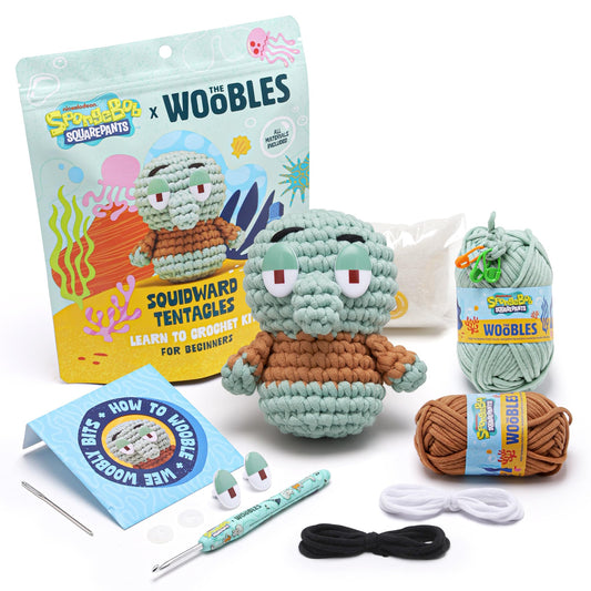 The Woobles Crochet Kit for Beginners – Spongebob Squarepants Craft Kit with Easy Peasy Yarn for Adults & Young Crafters, As Seen On Shark Tank, Step by Step Video Tutorials (Gary The Snail)