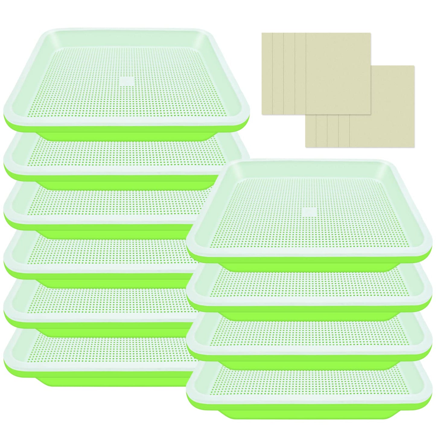Legigo 8 Pack Seed Sprouter Trays with Lids- Soil-Free Cultivation Germination Tray, BPA Free Micro Greens Growing Trays Seed Sprouting Trays Kit with Germinating Paper for Wheatgrass, Beans and More