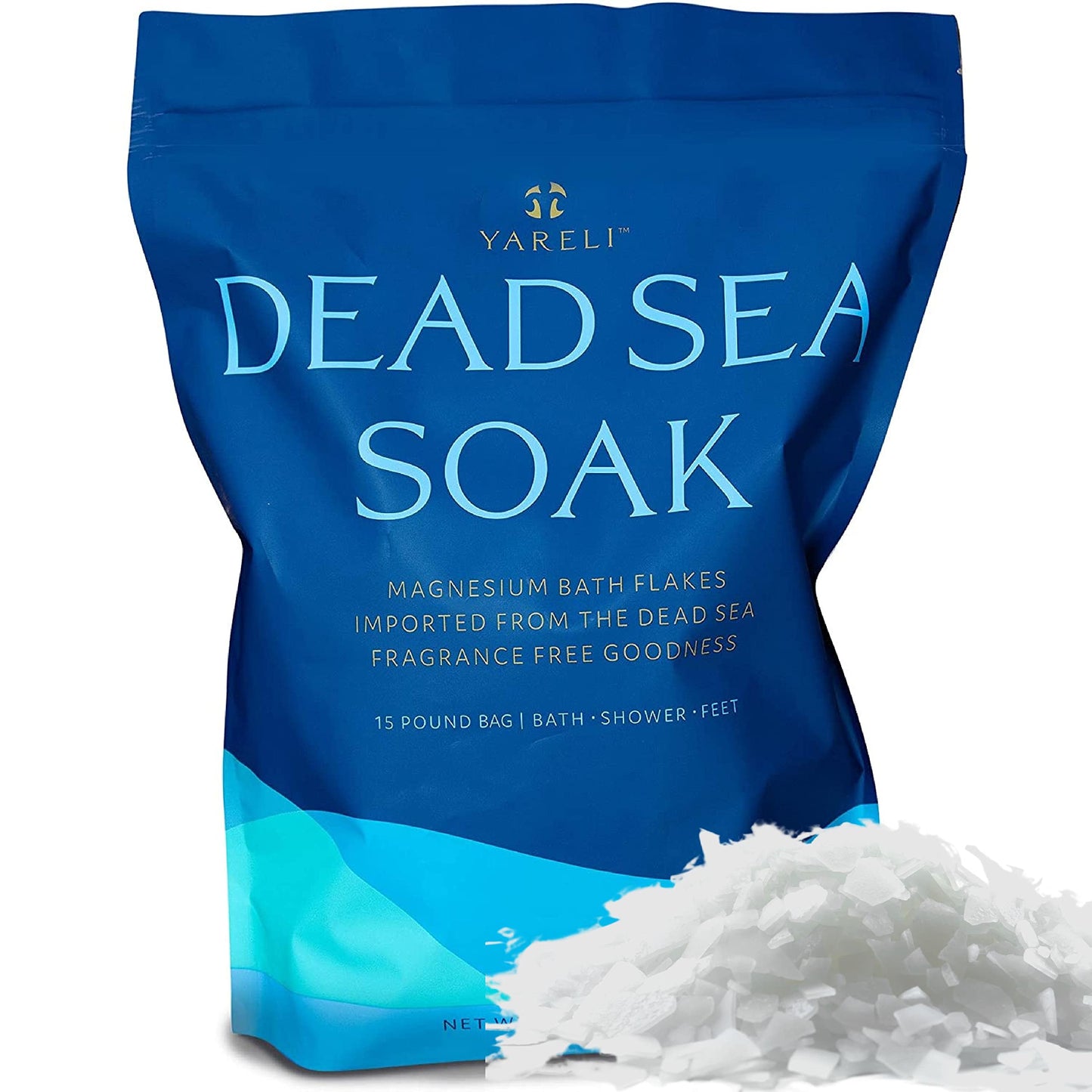 Dead Sea Bath & Foot Soak, Eucalyptus Magnesium Bath Salt Flakes, Alternative to Epsom Salt, 5lbs with Over 250,000mg of Elemental Magnesium Per Bag