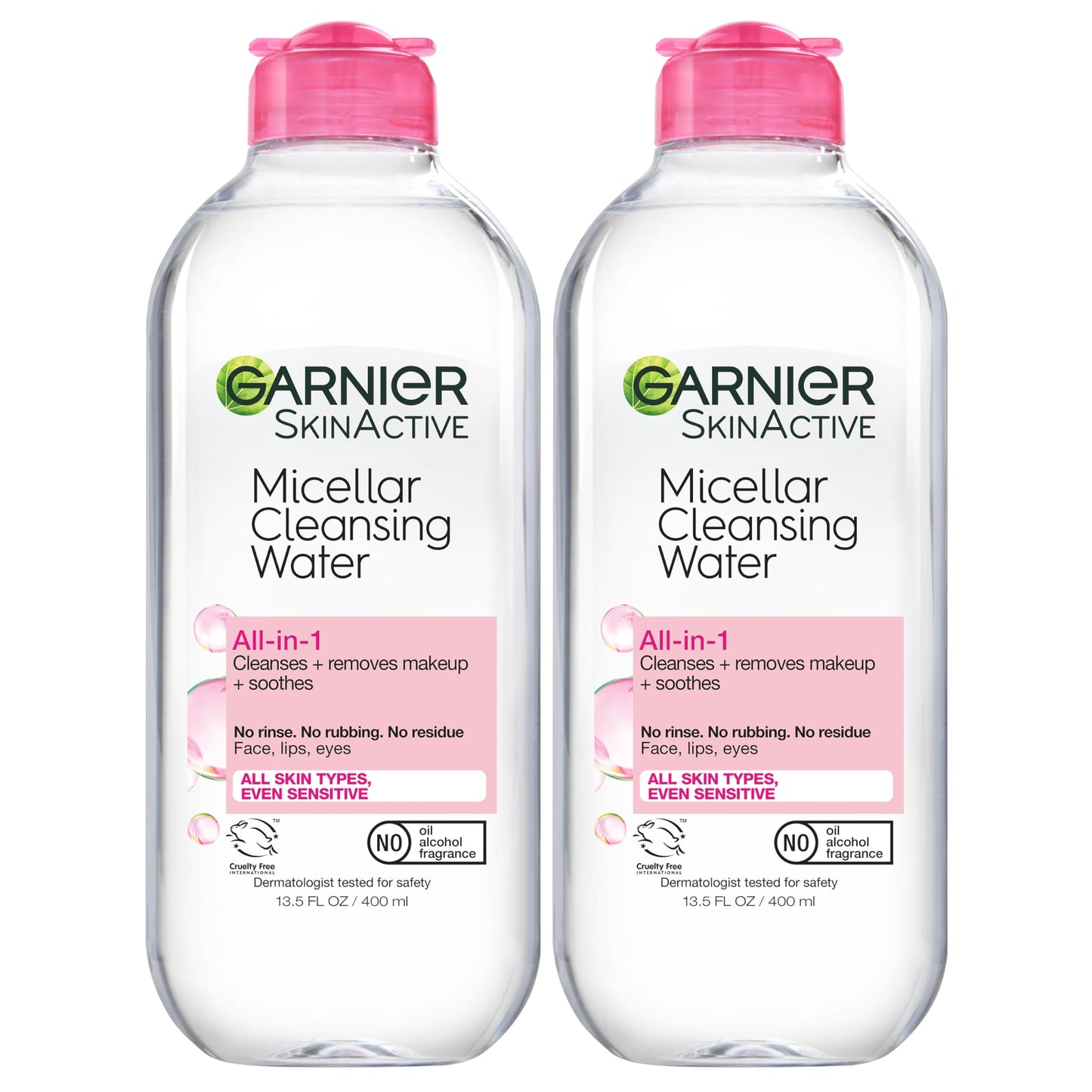 Garnier Micellar Cleansing Water, All-in-1 Makeup Remover and Facial Cleanser, For All Skin Types, 3.4 Fl Oz (100mL), 1 Count (Packaging May Vary)