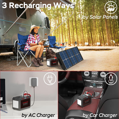 MARBERO 237Wh Solar Generator with Solar Panel Included Portable Power Station 300W Pure Sine Wave with Foldable Solar Panel 60W Set for Camping Outdoor Hiking Fishing Emergency