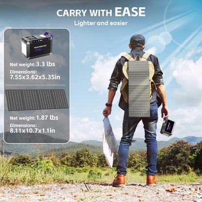 MARBERO 237Wh Solar Generator with Solar Panel Included Portable Power Station 300W Pure Sine Wave with Foldable Solar Panel 60W Set for Camping Outdoor Hiking Fishing Emergency