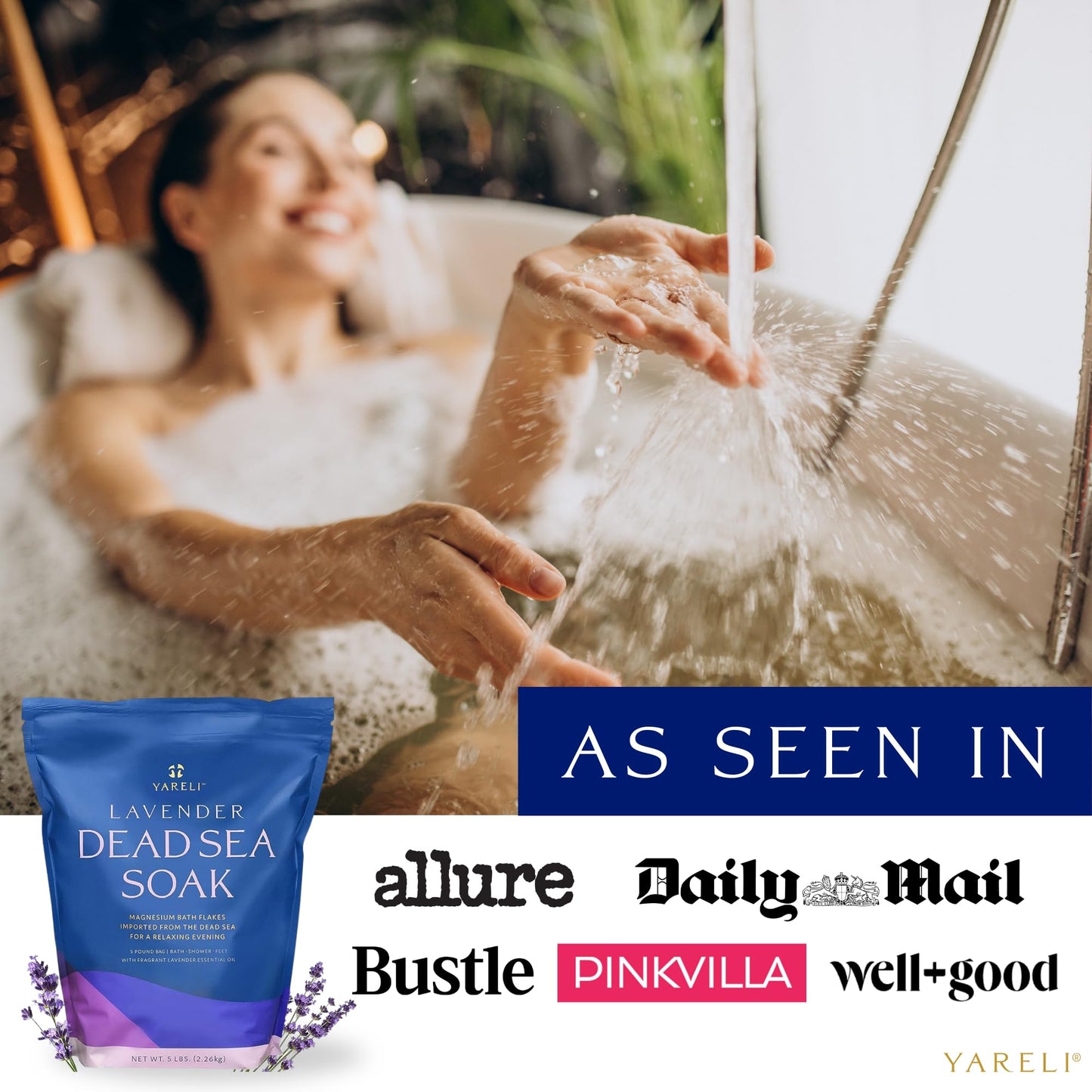 Dead Sea Bath & Foot Soak, Eucalyptus Magnesium Bath Salt Flakes, Alternative to Epsom Salt, 5lbs with Over 250,000mg of Elemental Magnesium Per Bag