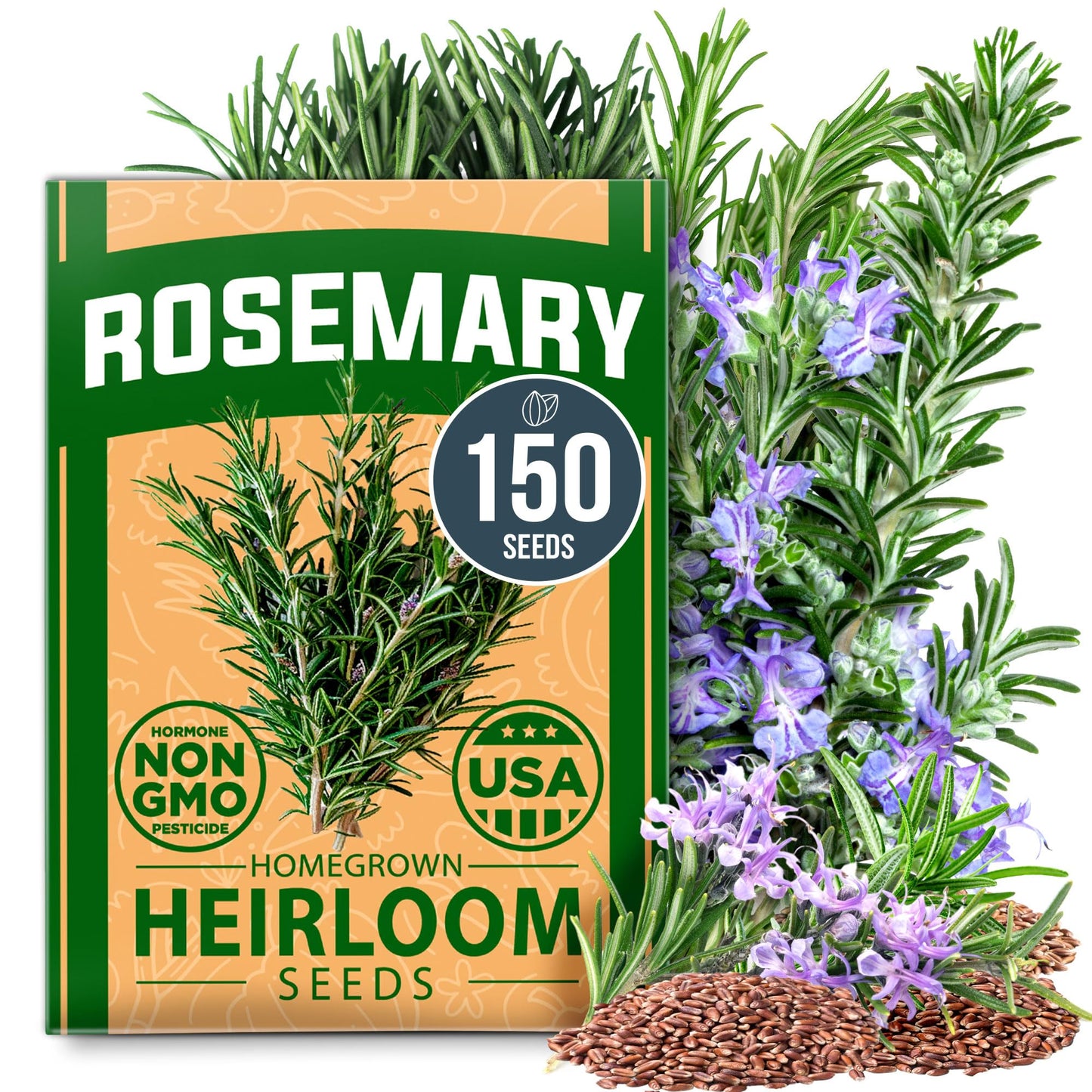 HOME GROWN 𝗨𝗦𝗔 𝗣𝗥𝗘𝗠𝗜𝗨𝗠 Peppermint Seeds Pack – 2,370 𝗡𝗢𝗡-𝗚𝗠𝗢 Heirloom Mint Seeds for Planting. Grow Peppermint Plants in Your Herb Garden Indoors or Outdoors (Mentha x piperita)