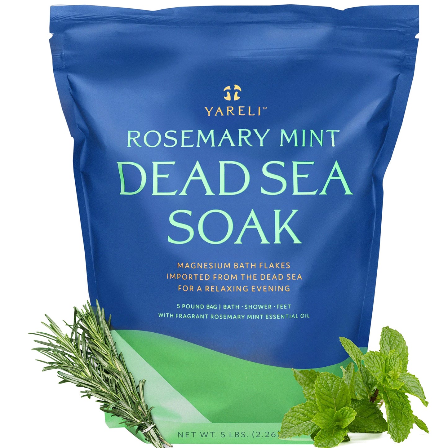 Dead Sea Bath & Foot Soak, Eucalyptus Magnesium Bath Salt Flakes, Alternative to Epsom Salt, 5lbs with Over 250,000mg of Elemental Magnesium Per Bag