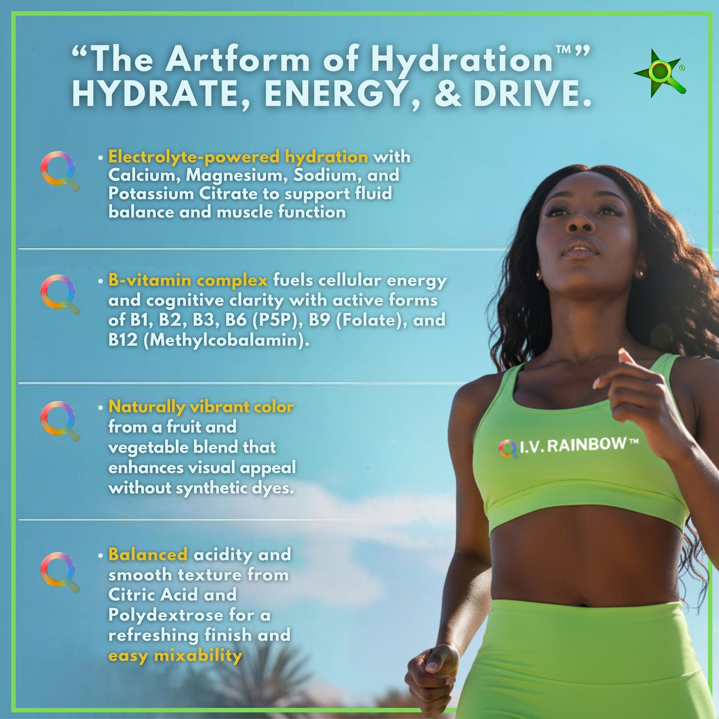 I.V. RAINBOW™ Electrolyte Drink Powder – Mmm Happily Peachy– Peach Mango Hydration Powder – Sodium, Potassium, Magnesium & Calcium – Keto Electrolytes Mix for Rapid Rehydration – 5.7 oz