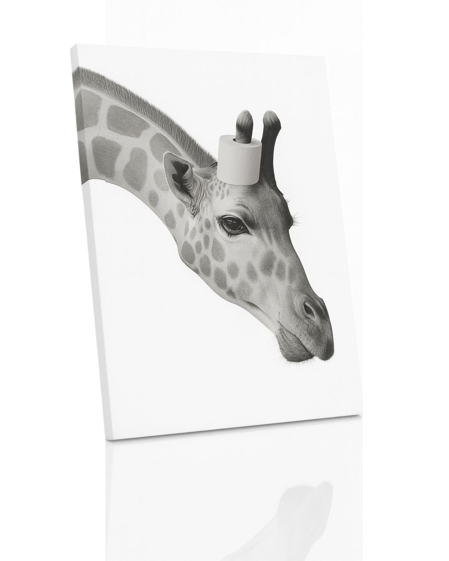 Bathroom Decor Wall Art, Giraffe Holding Toilet Paper, Black and White Wall Art, Funny Bathroom Wall Decor Signs, Cute Animal Art Home Decor (Canvas, 8''x10'')
